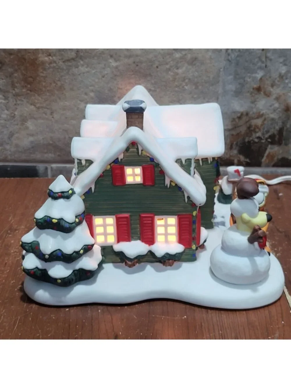 Vintage Danbury Mint Garfield Christmas Village Light Up House Odie Snowman Jim
